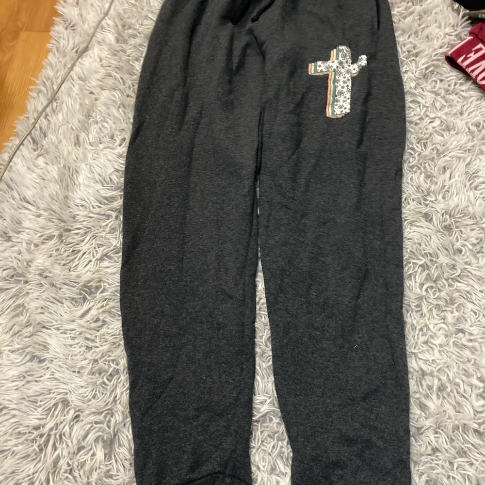 Jerzees Dark Gray Ankle Pants with Cross Detail